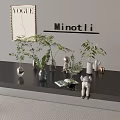 Stylish Indoor Aquatic Plants Display With Glass Vases Magazine And Figurines