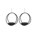 Two Black Hanging Chairs with Round Frame and Modern Suspended Comfortable Design 3d model