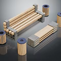 Wooden Outdoor Chair With Modular Design And Detachable Pillar Base Components