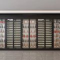 Elegant Modern Wine Cabinet With Glass Door Layered Design Wine Bottles And Decorative Items