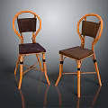 Vintage Wooden Chairs Featuring Curved Frame Dark Upholstered Seats Backrests And Armrests