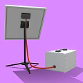 Solar Panel Mounted on Tripod Stand Connected via Red Cable to Power Device 3d model