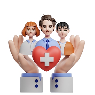 Modern Cartoon Mutual Aid Group Icon Cartoon Hand Character Hospital 3d model