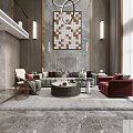Elegant Modern Bedroom Interior With Upholstered Headboard Geometric Rug And Pendant Lights