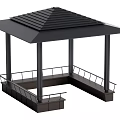 Modern Outdoor Black Roof Pavilion With Columns And Surrounding Railing