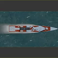Warship Sailing On Sea Surface With Ocean Floor View 3d model