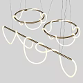 Modern Circular Chandelier Design With Illuminated Rings And Metal Rods