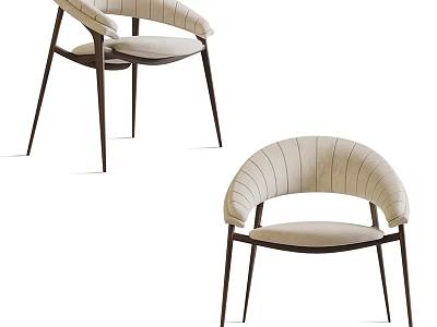 Stylish Modern Leisure Chair With Beige Fabric Curved Backrest And Metal Legs Design 3d model