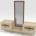 Modern Wooden Dressing Table Set With Mirror And Two Drawer Cabinets