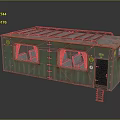 Vintage Green Train Car with Metal Roof Windows and Side Ladder