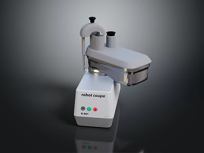 Robot Coupe White Kitchen Food Processor With Dual Containers And Control Panel 3d model