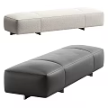 Two Tone Modern Sofa Bench With Light Fabric Dark Leather Sectional Metal Legs