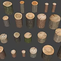 Natural Tree Stumps In Various Sizes For Garden Decor With Rustic Texture 3d model