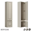 White Bathroom Vanity Cabinet With Open Doors And Shelves Black Hinges