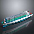 Container Ship With Stacked Containers Blue And White Hull For Cargo Transportation
