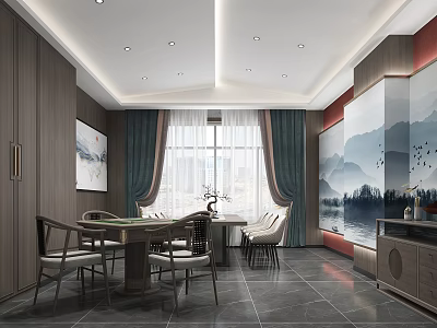 Tooling Teahouse Box Chess and Cards Room Lounge Tea House Landscape Painting Chinese Tea House New Chinese Box 3d model