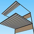 Modern Outdoor Sunshade Structure With Black Frame White Panels And Mesh Design 3d model