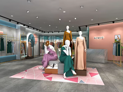 Modern clothing store high-end net red buyer women's clothing store 3d model
