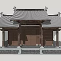 Chinese-style Gate Village Dwelling Gate 3d model