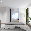 Modern Hotel Guest Room With White Bedding Beige Sofa Green Curtains And Decorative Paintings