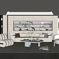 Modern Living Room Sofa Coffee Table Combination Single Person Sofa Multi Person Sofa Stool Floor Lamp Potted Plant 3d model