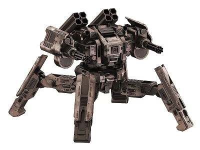 Advanced Multi Legged Industrial Equipment Featuring Mechanical Structure And Weapon Systems 3d model