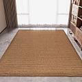Brown Woven Square Area Rug in Modern Living Room with Marble Floor