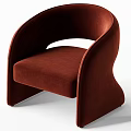 Elegant Modern Brown Velvet Leisure Chair With Curved Backrest And Armrests
