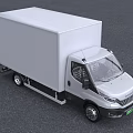 IVECO White Commercial Box Truck With Cab And Cargo Box Front View