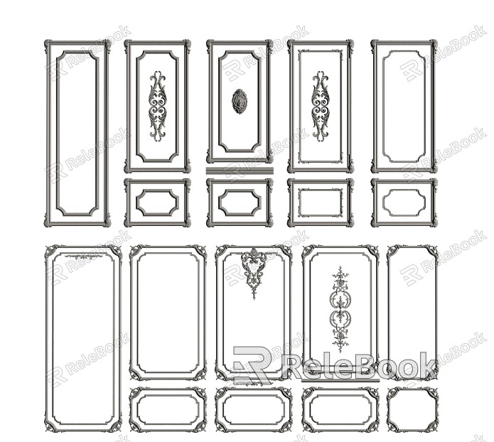 European-style plaster line wall panel model