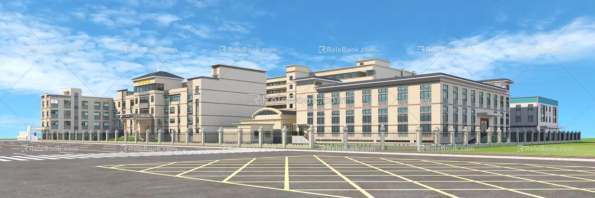 Modern Factory Building Factory Garden Building Appearance Perspective Bird's Eye View 3d model