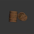 Rustic Wooden Barrels With Open Lid And Overturned Position Design Details