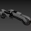 Futuristic Sci Fi Metallic Motorcycle With Sleek Aerodynamic Body And Red Accent Lights