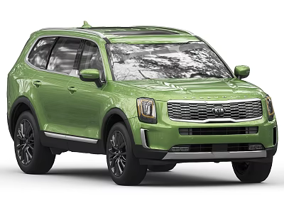 Green Kia SUV With Modern Front Grille And Sleek Exterior Body Design 3d model