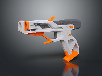 Futuristic Orange And White Blaster With Sleek Modern Design And Ergonomic Grip 3d model