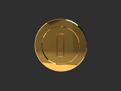 Golden Circular Metallic Design With Shiny Surface And Central Vertical Bar 3d model