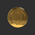 Golden Circular Metallic Design With Shiny Surface And Central Vertical Bar