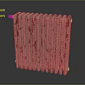 Vintage Radiator Featuring Multiple Fins Peeling Silver Red Paint Retro Reflective Surface on Dark Background