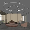 Modern Hospital Outpatient Clinic Interior With Waiting Area Round Ceiling Light Sofa Seats And Plant