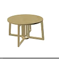 Modern Wooden Round Coffee Table With Unique Geometric Leg Structure Design 3d model