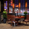 Round Wooden Dining Table With Upholstered Chairs And Decorative Candle Holders