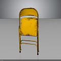 Vintage Yellow Folding Chair With Rusty Worn Finish And Metal Frame