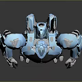 Blue Mechanical Robot Character With Futuristic Metallic Structure And 3D Model Design