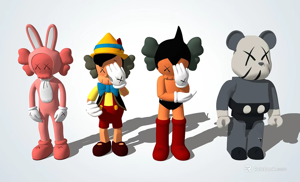 Stylish Cartoon Figurines With Colorful Designs And Various Character Styles 3d model 