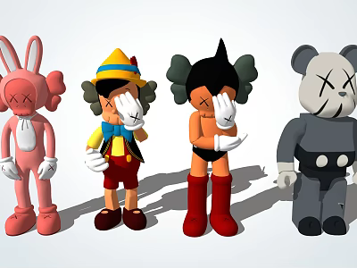 Stylish Cartoon Figurines With Colorful Designs And Various Character Styles 3d model