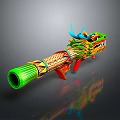 Colorful Dragon Themed Cannon With Intricate Scales Horns And Vibrant Green Red Details