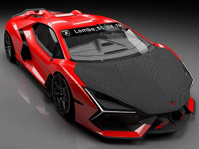 Red Lamborghini Sports Car With Aerodynamic Body Design 3d model