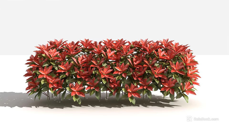 Vibrant Red Flower Blooms With Lush Green Leaves In Garden Landscape 3d model 