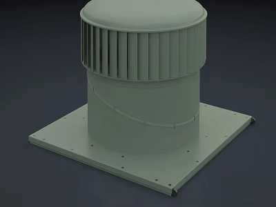 Round Industrial Air Conditioner Air Outlet With Square Base And Vents 3d model