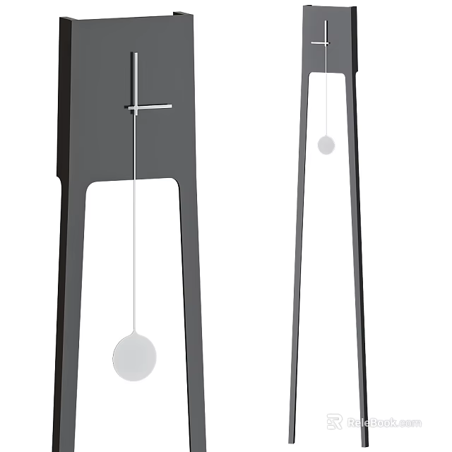 Modern Minimalist Floor Lamp With Black Metal Stand And White Round Shade 3d model 